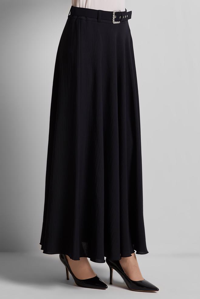Hijab-Kleidung SCHWARZ ROCK MIT GÜRTEL 60662 - ALVİNA