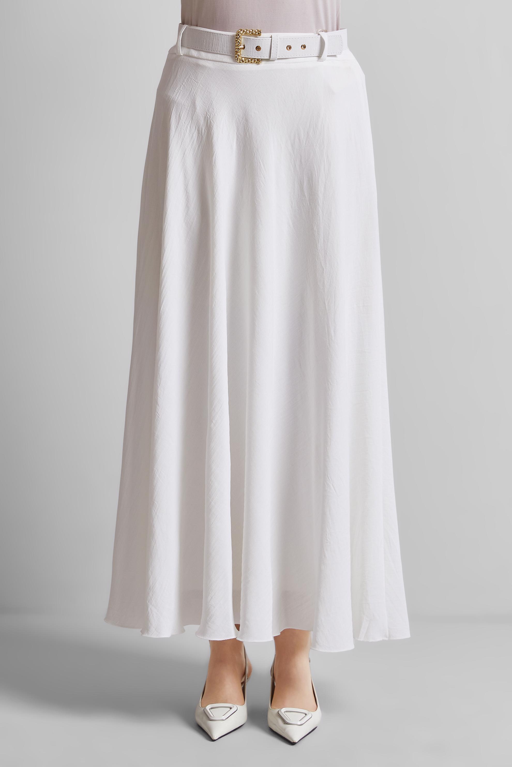 Tesettür giyim BEYAZ KEMERLİ ETEK 60662