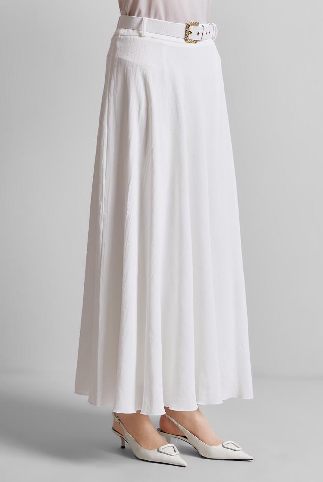 Hijab-Kleidung WEISS ROCK MIT GÜRTEL 60662 - ALVİNA