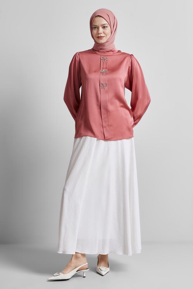 Hijab-Kleidung WEISS ROCK MIT GÜRTEL 60662 - ALVİNA