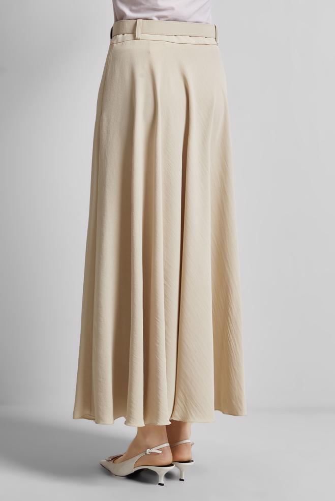 Hijab-Kleidung BEIGE ROCK MIT GÜRTEL 60662 - ALVİNA