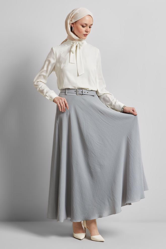 Hijab-Kleidung SILBER ROCK MIT GÜRTEL 60662 - ALVİNA