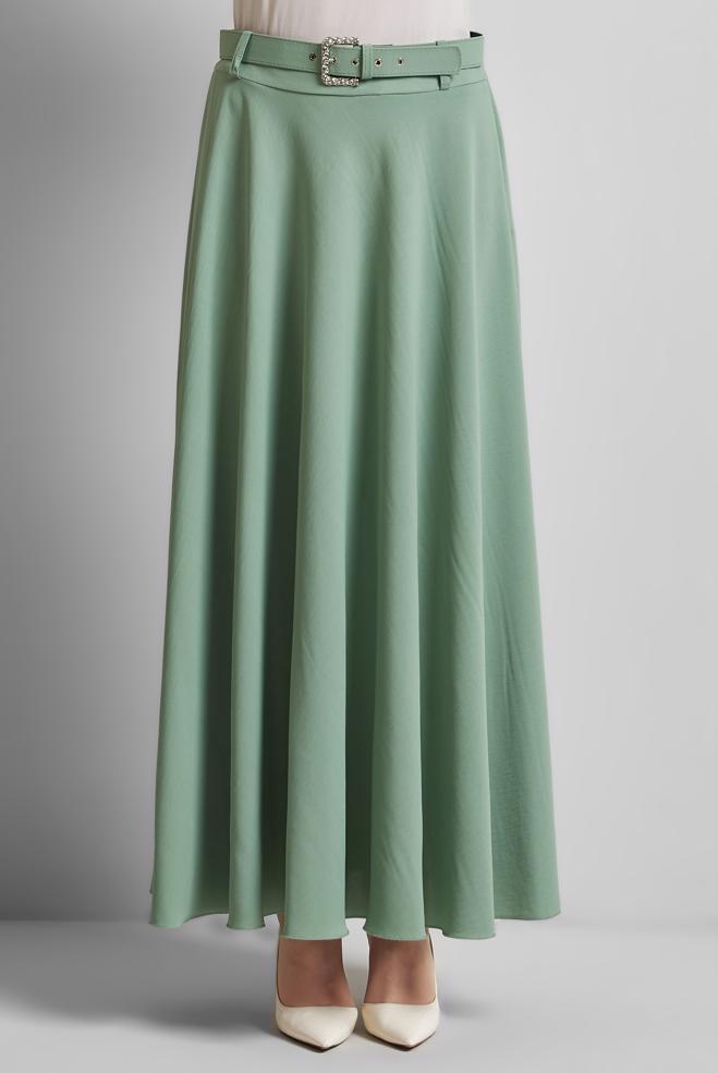 Hijab-Kleidung GRÜN ROCK MIT GÜRTEL 60662 - ALVİNA