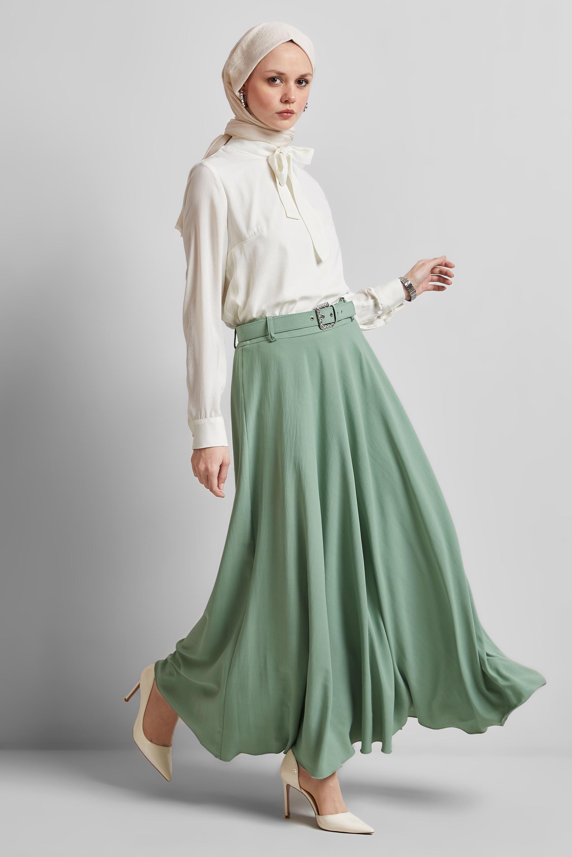 Vêtements hijab VERT JUPE CEINTURÉE 60662