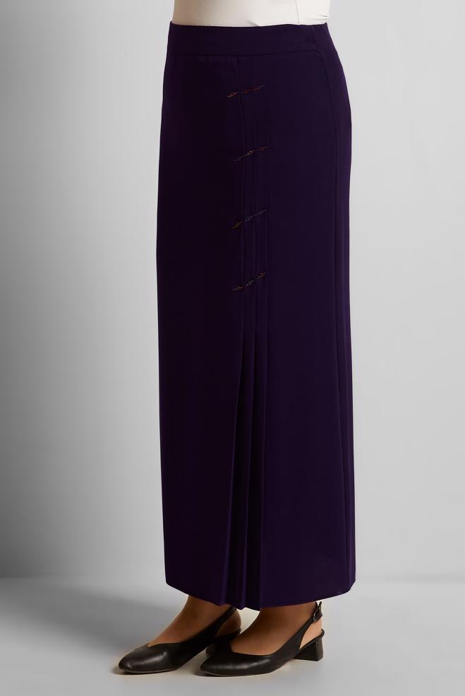 Vêtements hijab PRUNE JUPE DÉTAILLÉE PLISSÉE 60664 - ALVİNA
