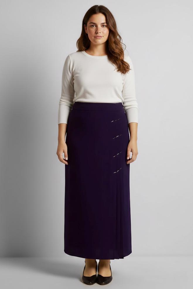 Vêtements hijab PRUNE JUPE DÉTAILLÉE PLISSÉE 60664 - ALVİNA