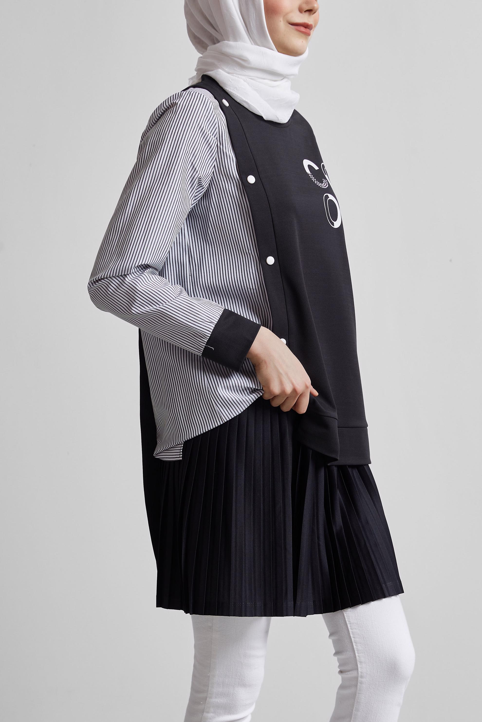 Tesettür giyim SİYAH PİLİSELİ İÇ ETEK 60665