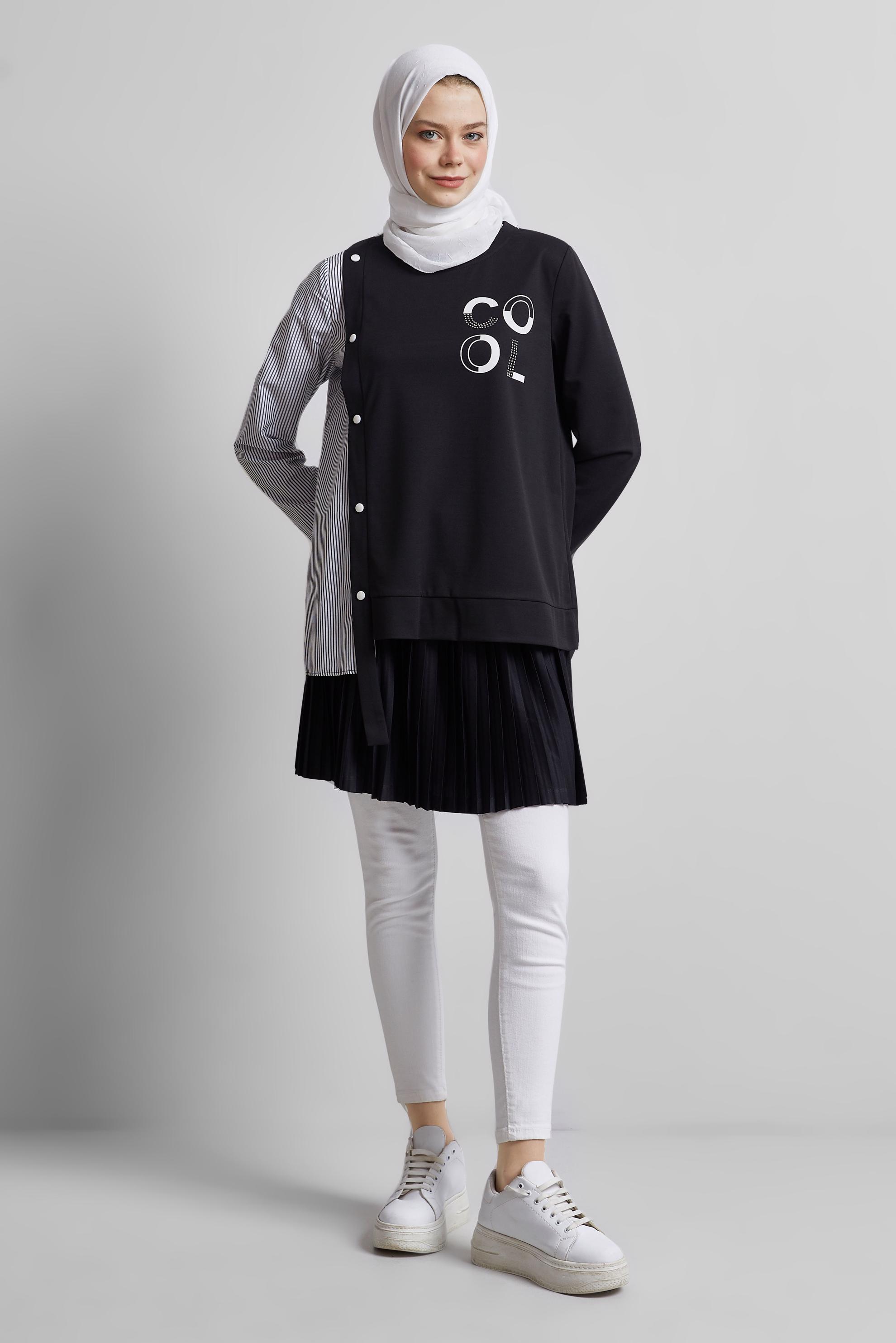 Tesettür giyim SİYAH PİLİSELİ İÇ ETEK 60665