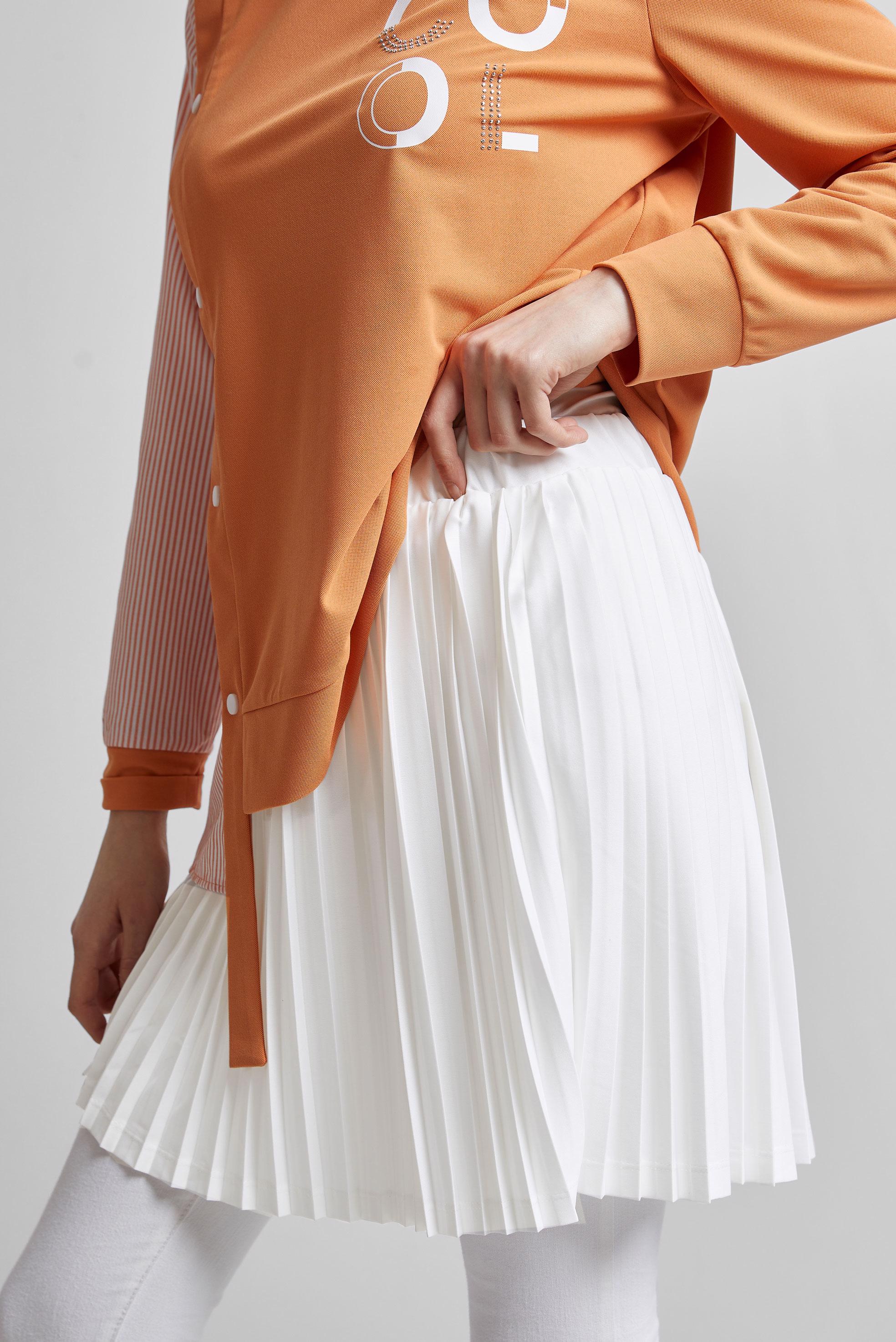 Tesettür giyim BEYAZ PİLİSELİ İÇ ETEK 60665