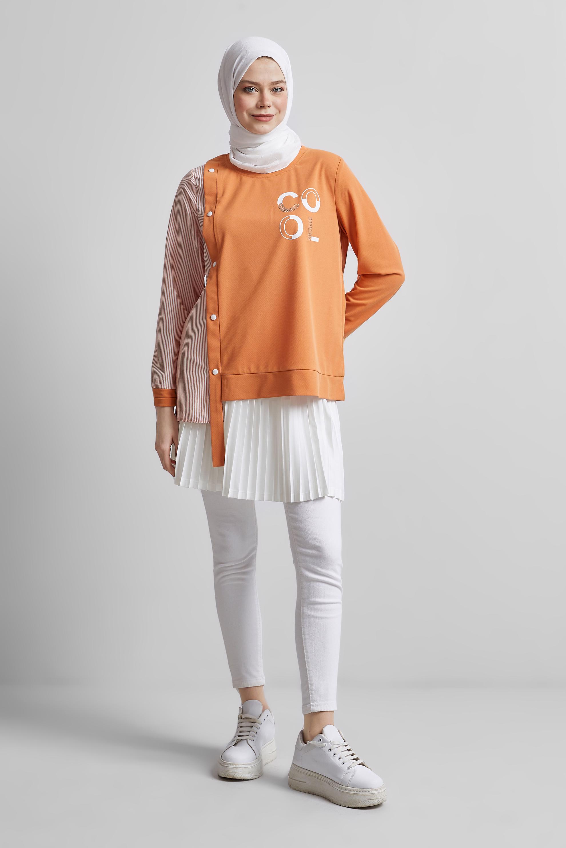 Tesettür giyim BEYAZ PİLİSELİ İÇ ETEK 60665