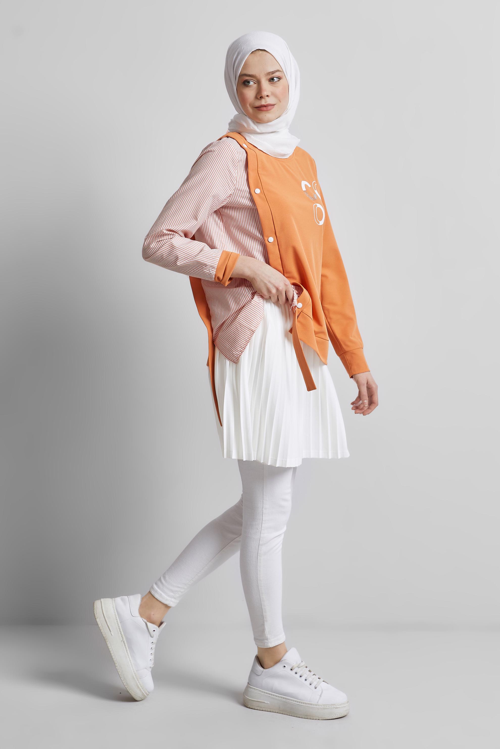 Tesettür giyim BEYAZ PİLİSELİ İÇ ETEK 60665