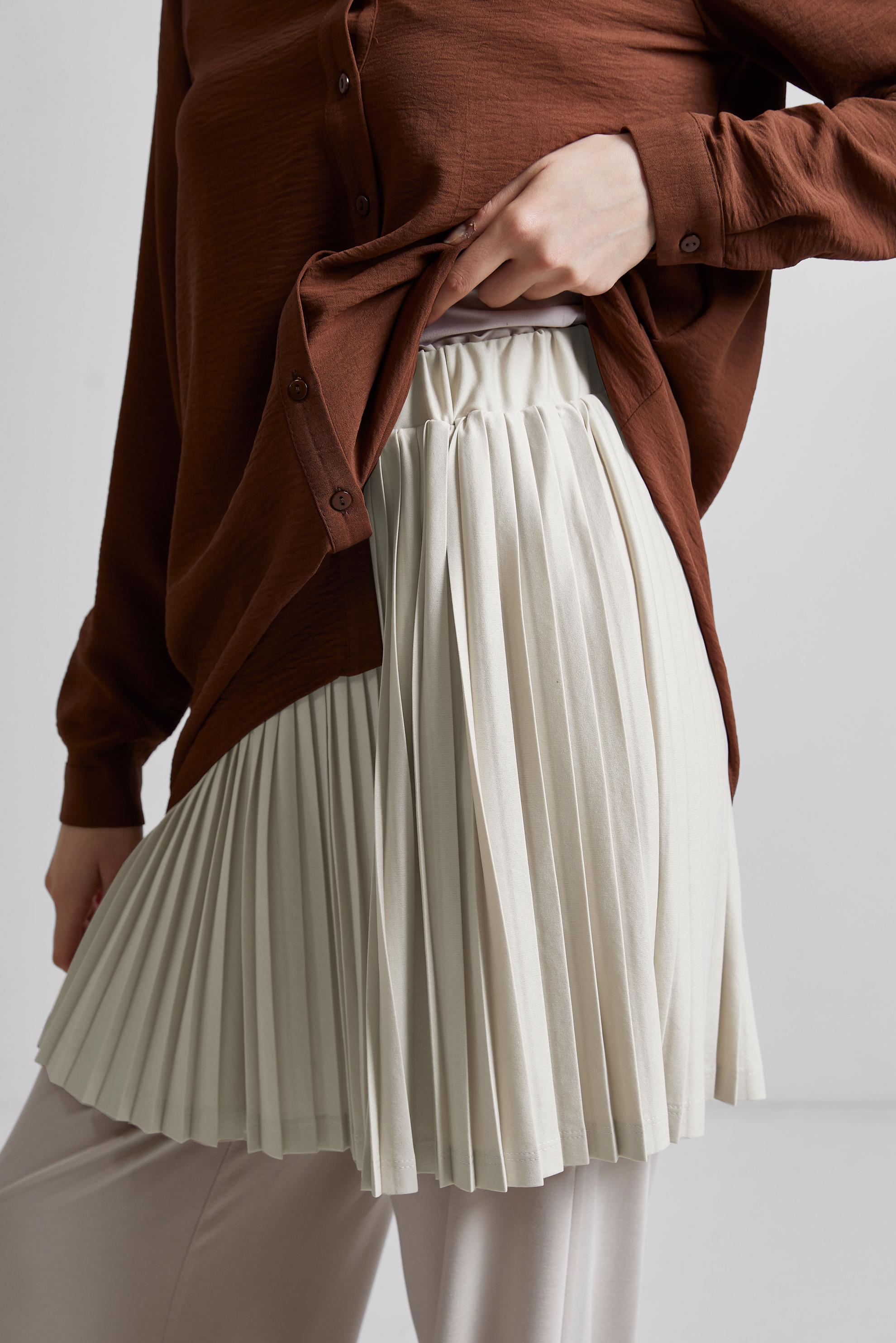 Tesettür giyim BEJ PİLİSELİ İÇ ETEK 60665