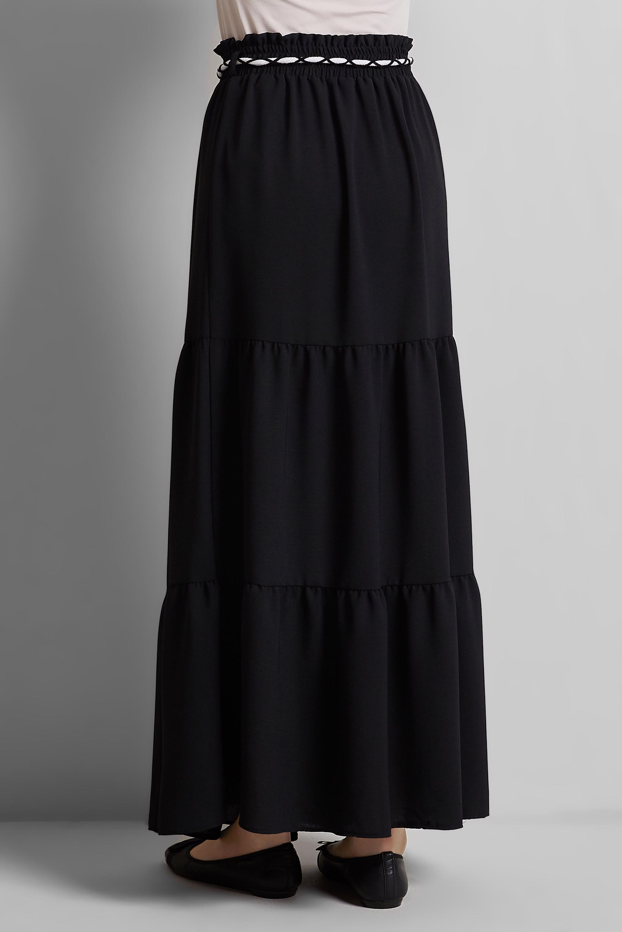 Tesettür giyim SİYAH BAĞCIKLI ETEK 60668