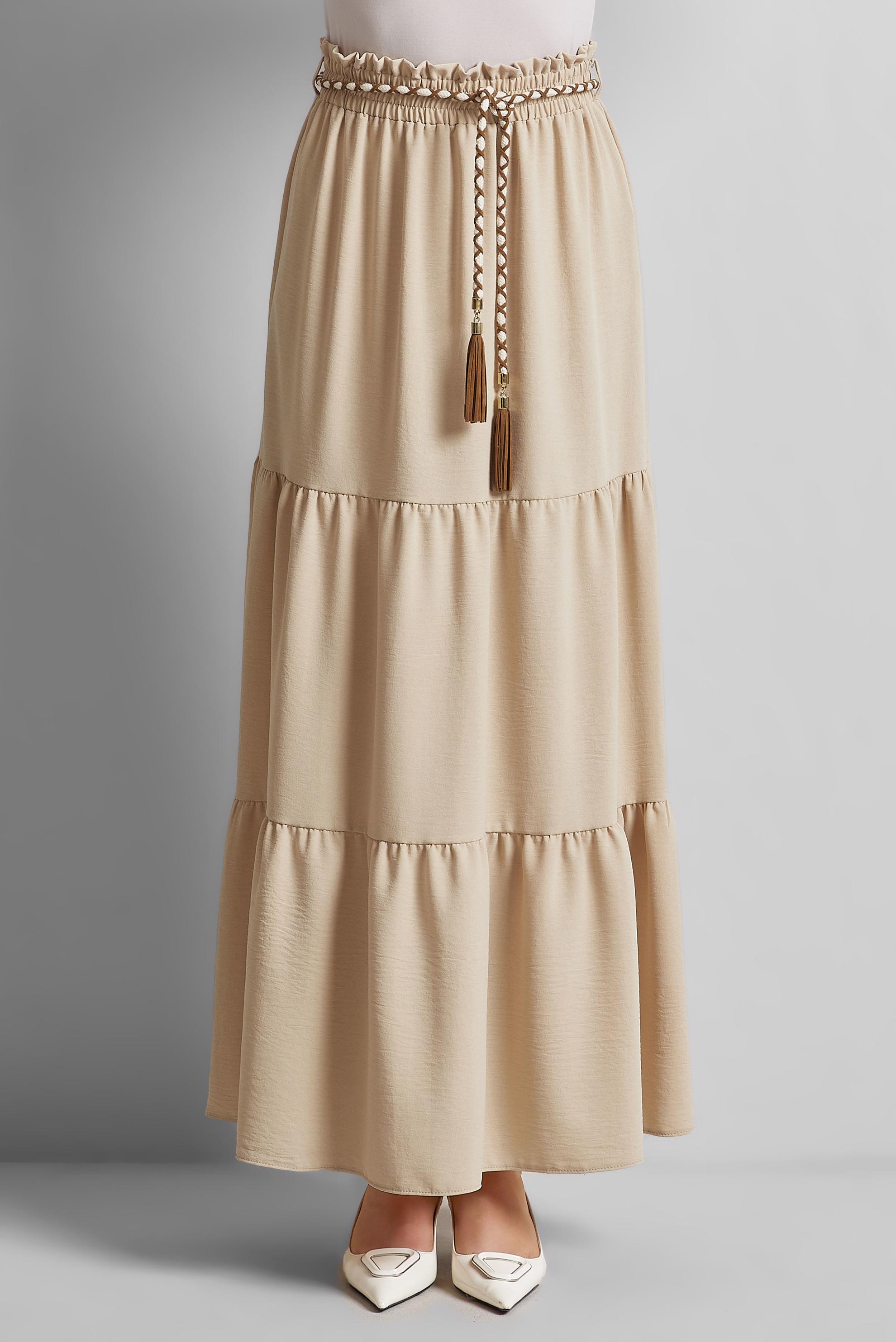 Tesettür giyim KUM BAĞCIKLI ETEK 60668