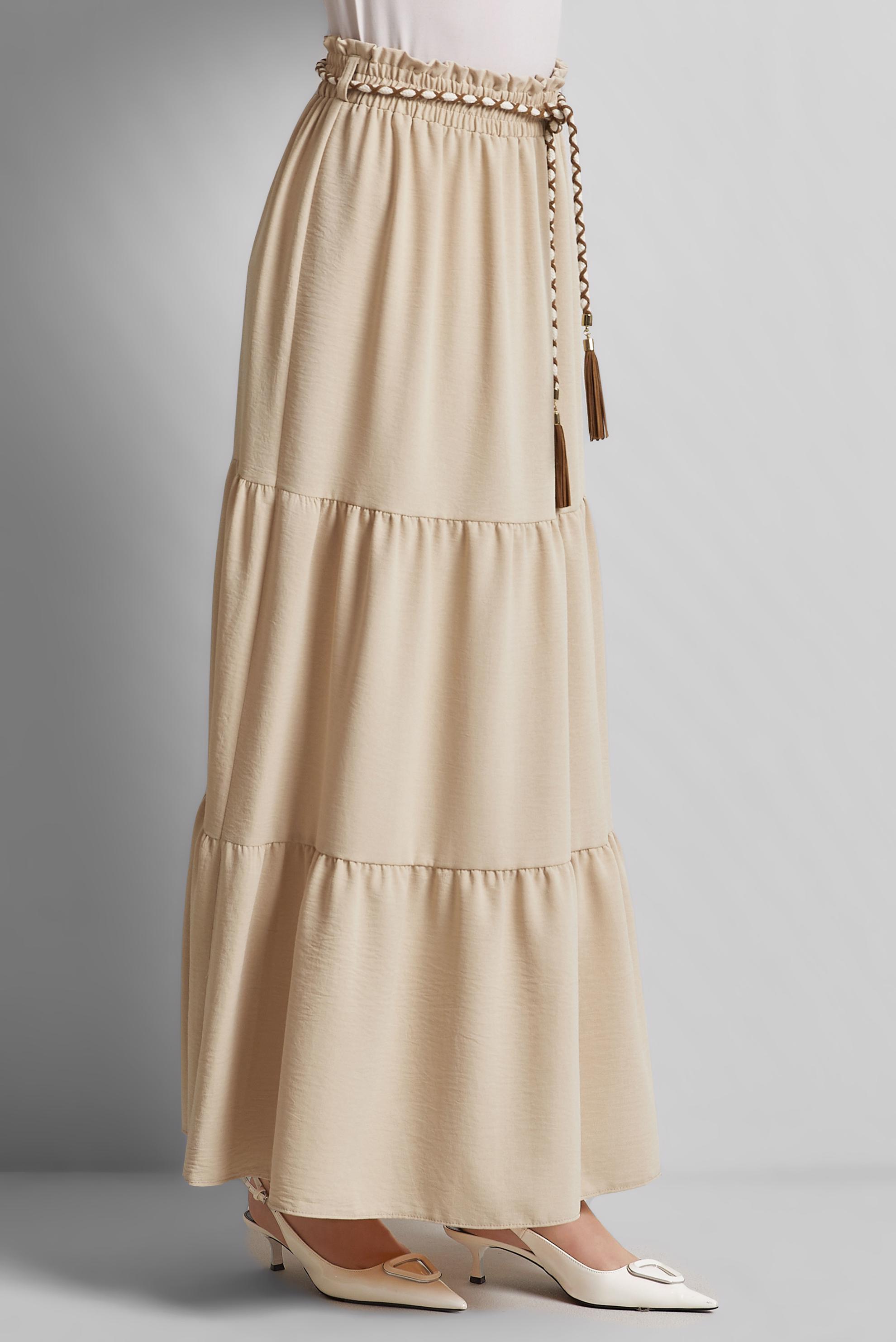 Tesettür giyim KUM BAĞCIKLI ETEK 60668