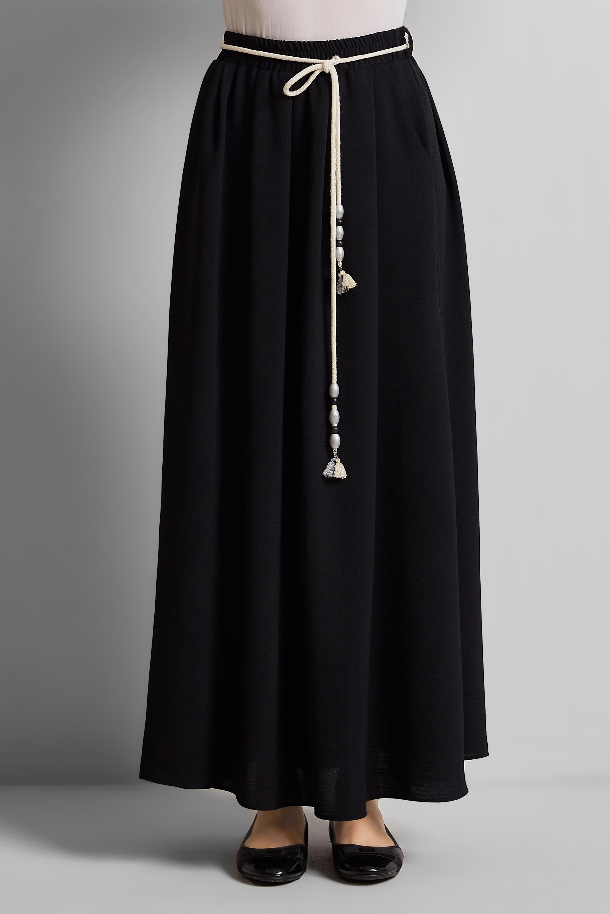 Vêtements hijab NOIR JUPE NOUÉE À LA TAILLE 60669