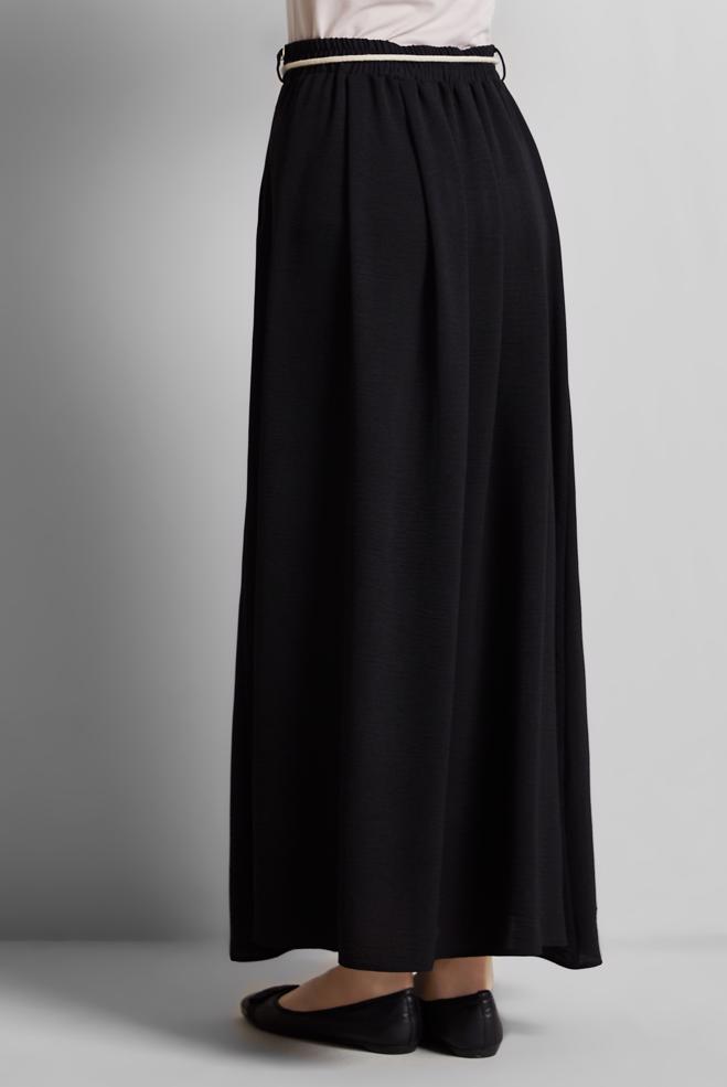 Hijab-Kleidung SCHWARZ GEBUNDENER TAILLENROCK 60669 - ALVİNA