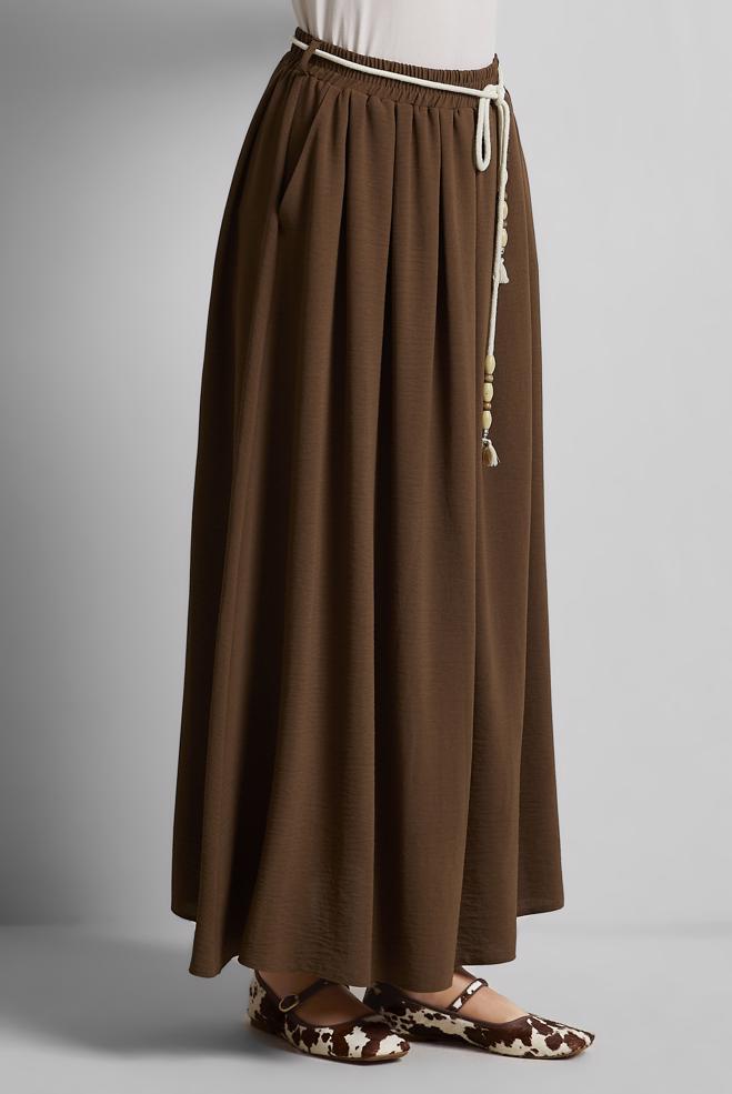 Hijab-Kleidung BRAUN GEBUNDENER TAILLENROCK 60669 - ALVİNA