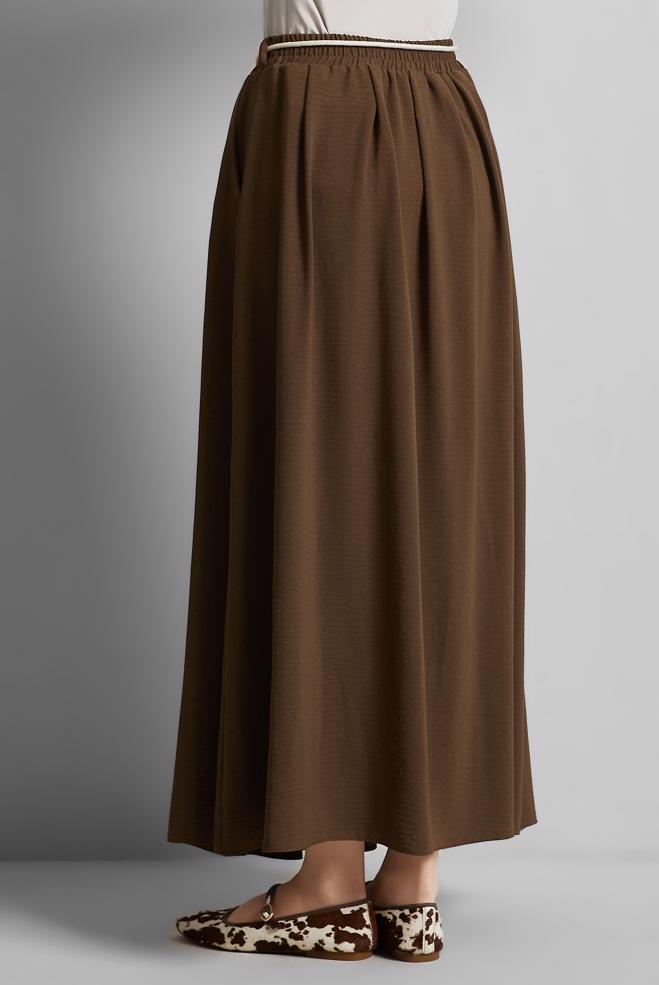Hijab-Kleidung BRAUN GEBUNDENER TAILLENROCK 60669 - ALVİNA