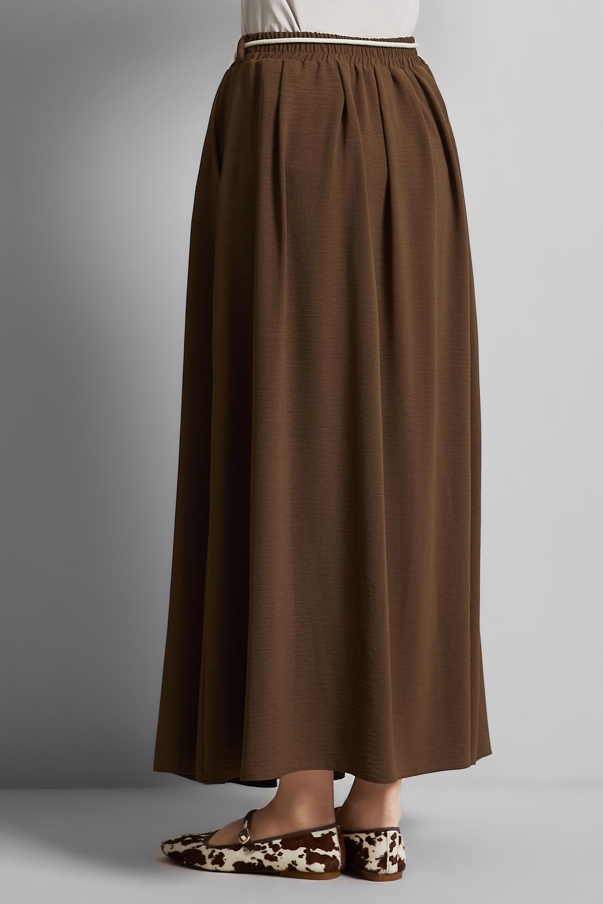 Tesettür giyim KAHVE BELİ BAĞCIKLI ETEK 60669