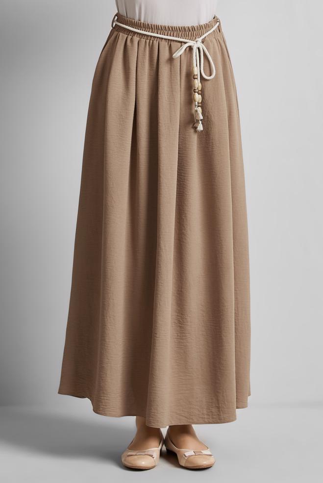 Hijab-Kleidung BRAUN GEBUNDENER TAILLENROCK 60669 - ALVİNA