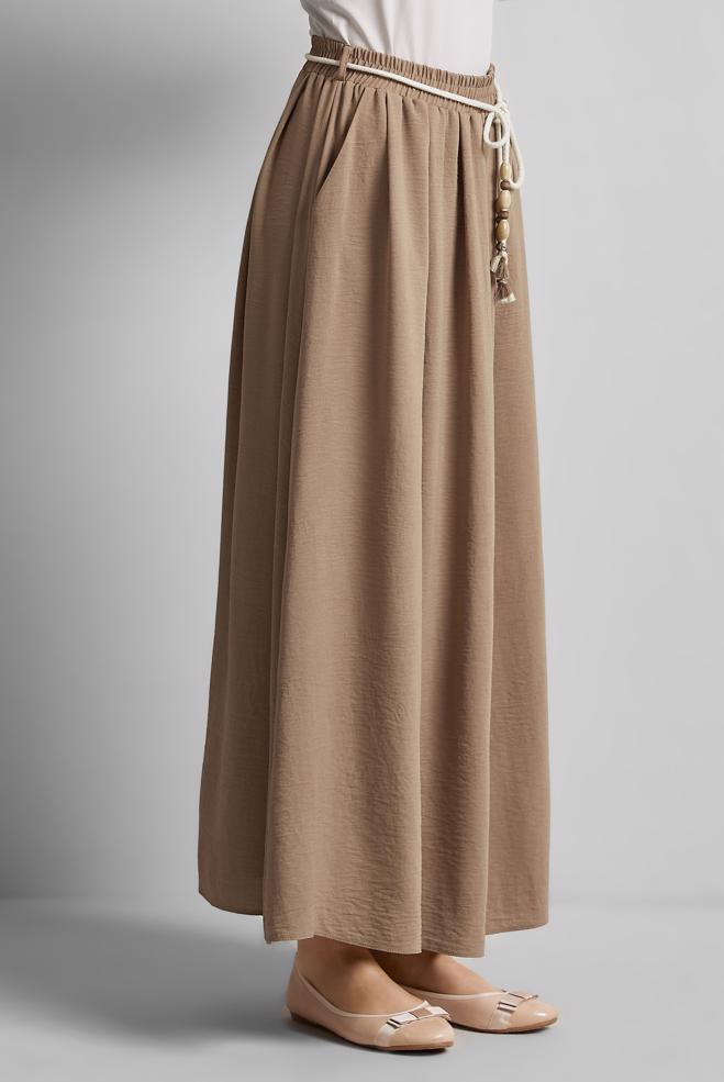 Hijab-Kleidung BRAUN GEBUNDENER TAILLENROCK 60669 - ALVİNA