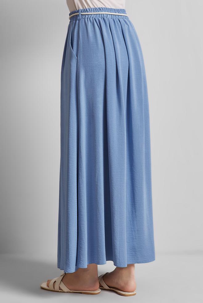 Hijab-Kleidung BLAU GEBUNDENER TAILLENROCK 60669 - ALVİNA