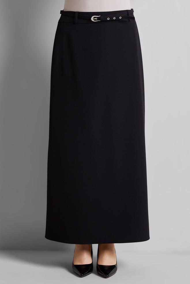Hijab-Kleidung SCHWARZ ROCK MIT GÜRTEL 60670 - ALVİNA