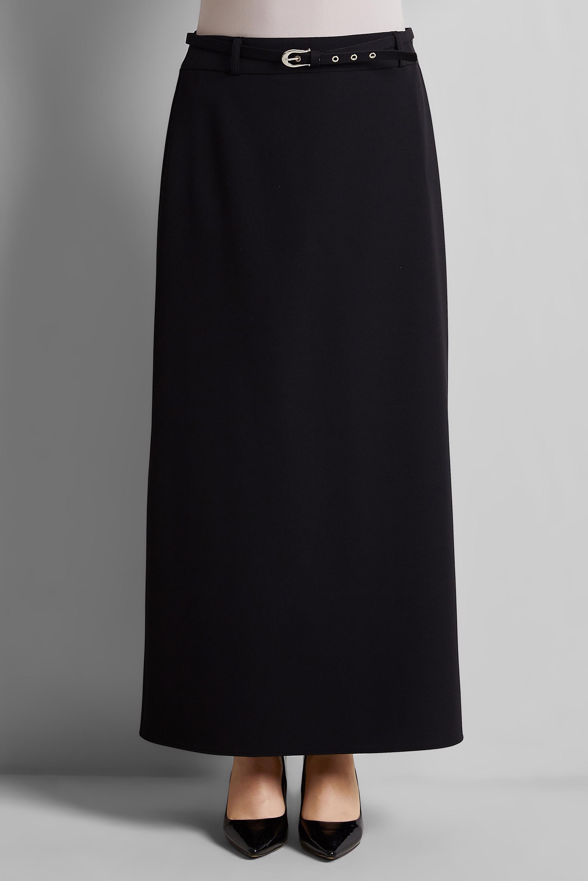 Tesettür giyim SİYAH KEMERLİ ETEK 60670