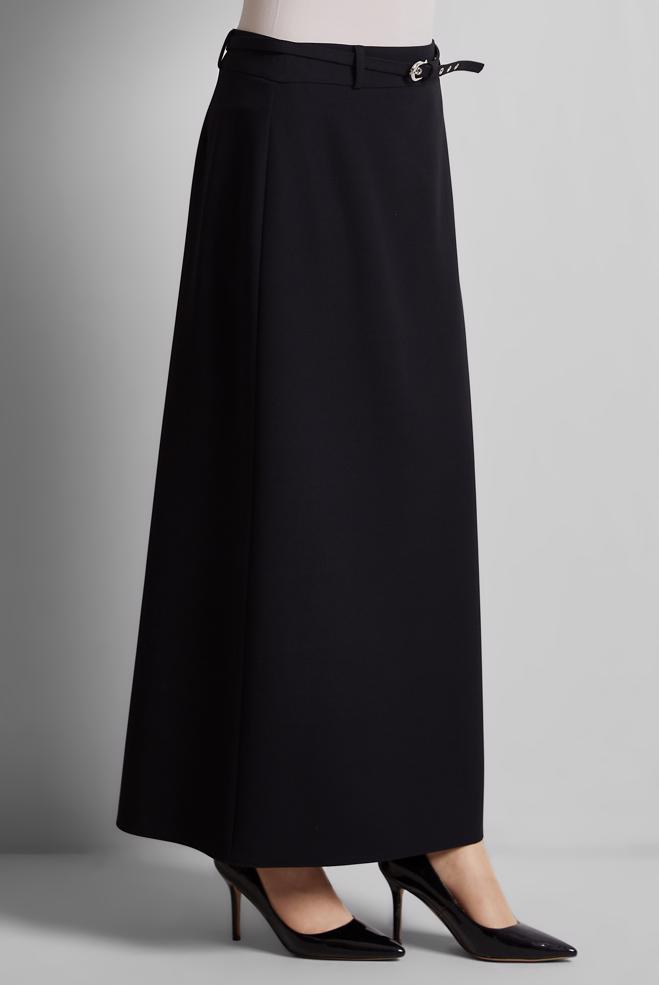 Hijab-Kleidung SCHWARZ ROCK MIT GÜRTEL 60670 - ALVİNA