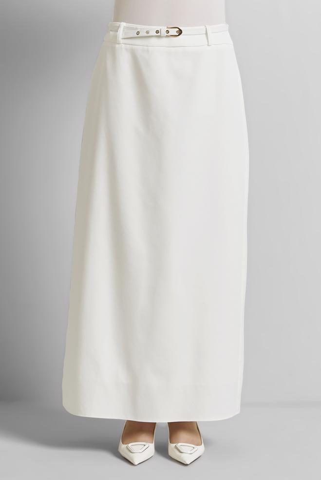 Hijab-Kleidung WEISS ROCK MIT GÜRTEL 60670 - ALVİNA