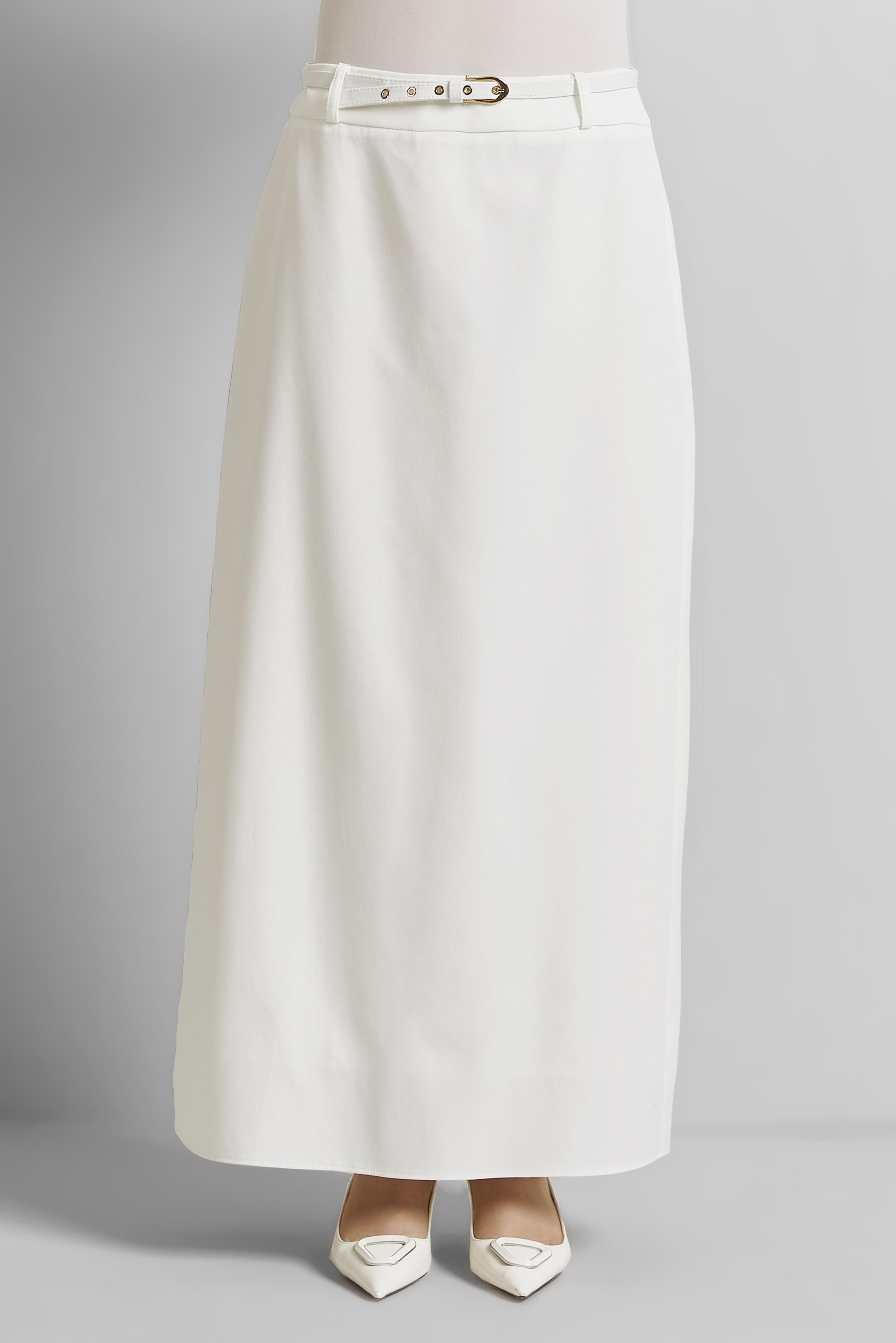 Tesettür giyim BEYAZ KEMERLİ ETEK 60670