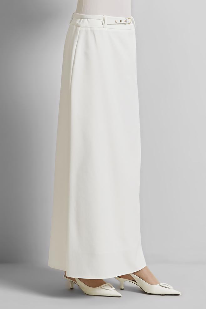 Hijab-Kleidung WEISS ROCK MIT GÜRTEL 60670 - ALVİNA