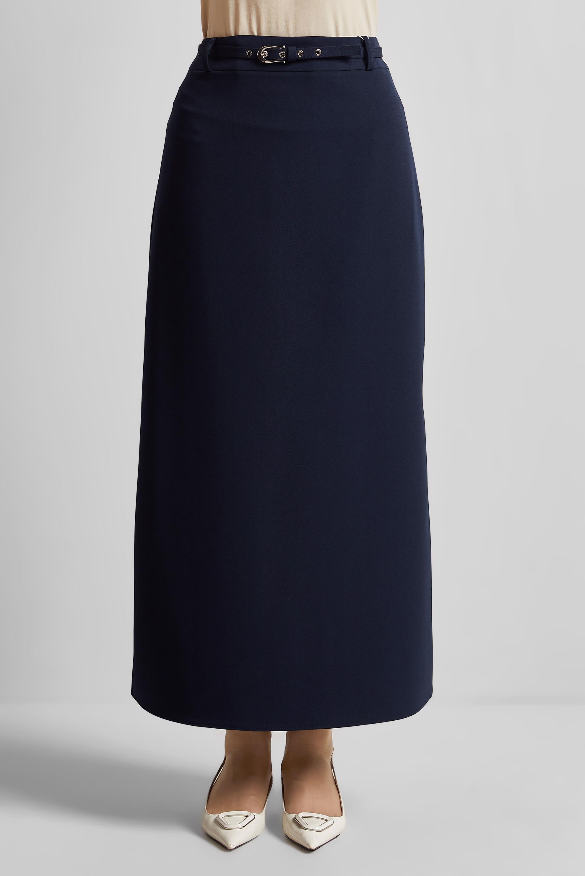 Tesettür giyim LACİVERT KEMERLİ ETEK 60670