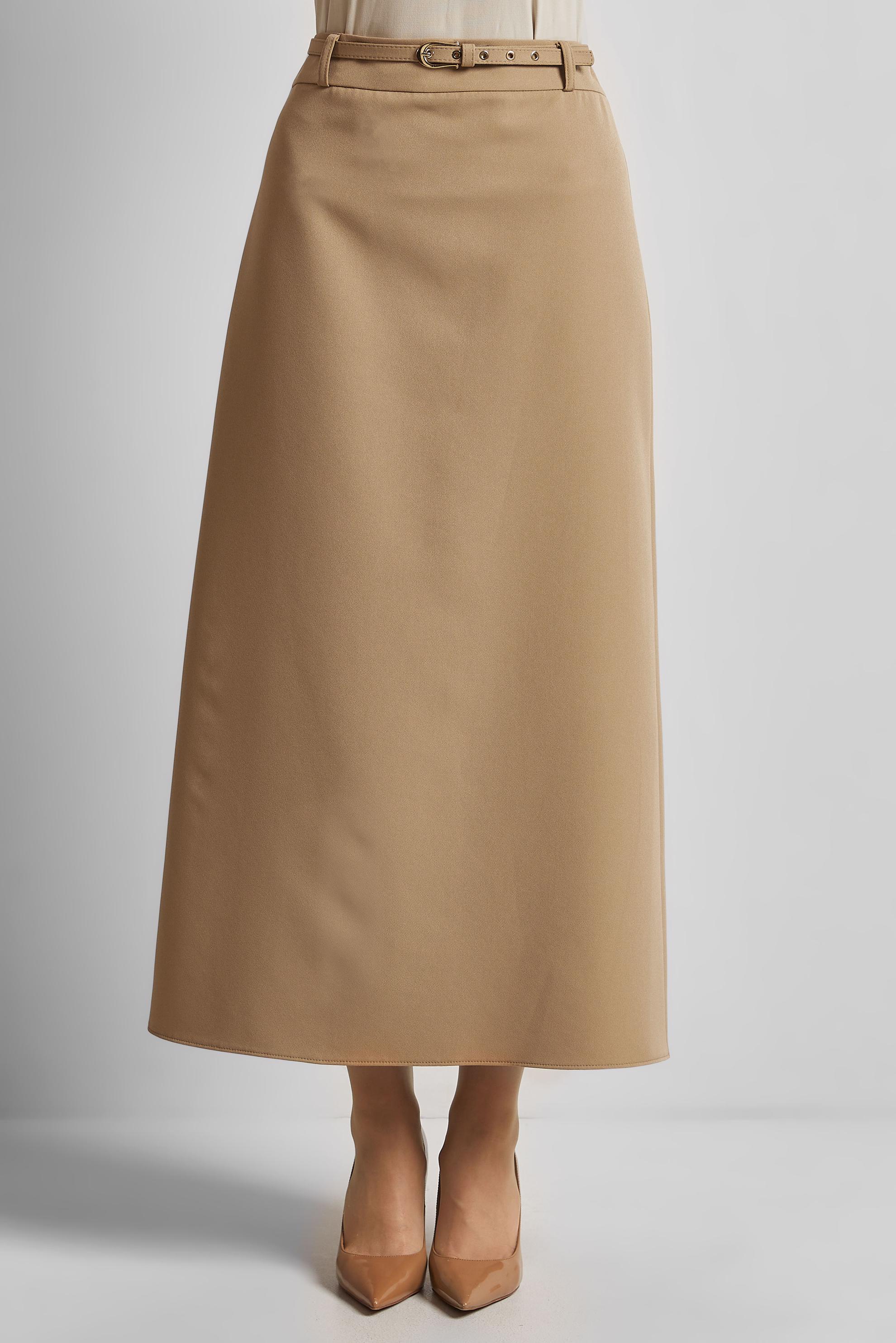 Tesettür giyim KUM KEMERLİ ETEK 60670