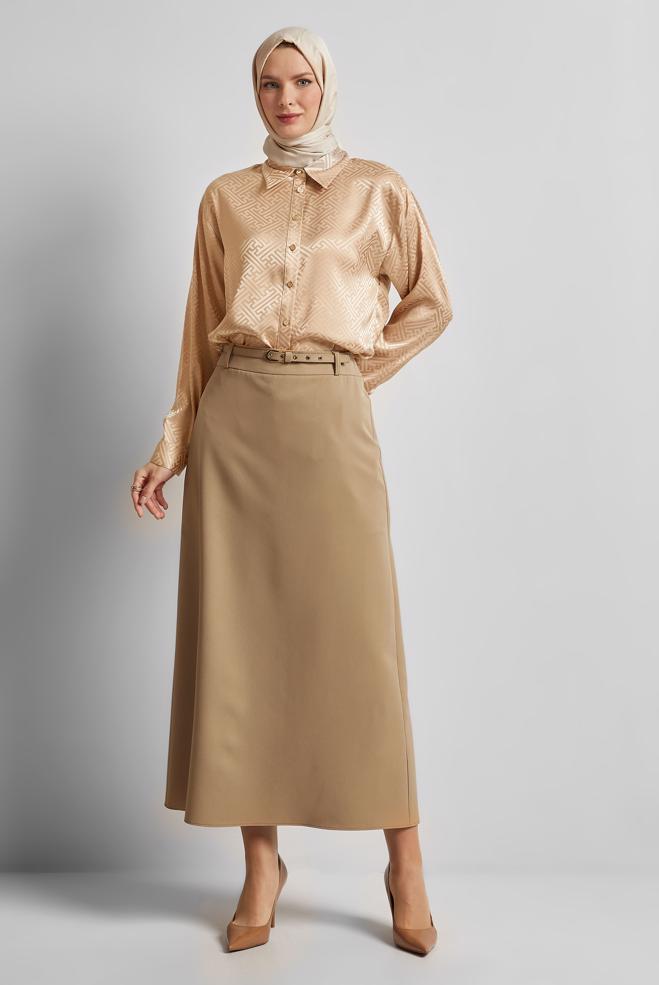 Hijab-Kleidung SAND ROCK MIT GÜRTEL 60670 - ALVİNA