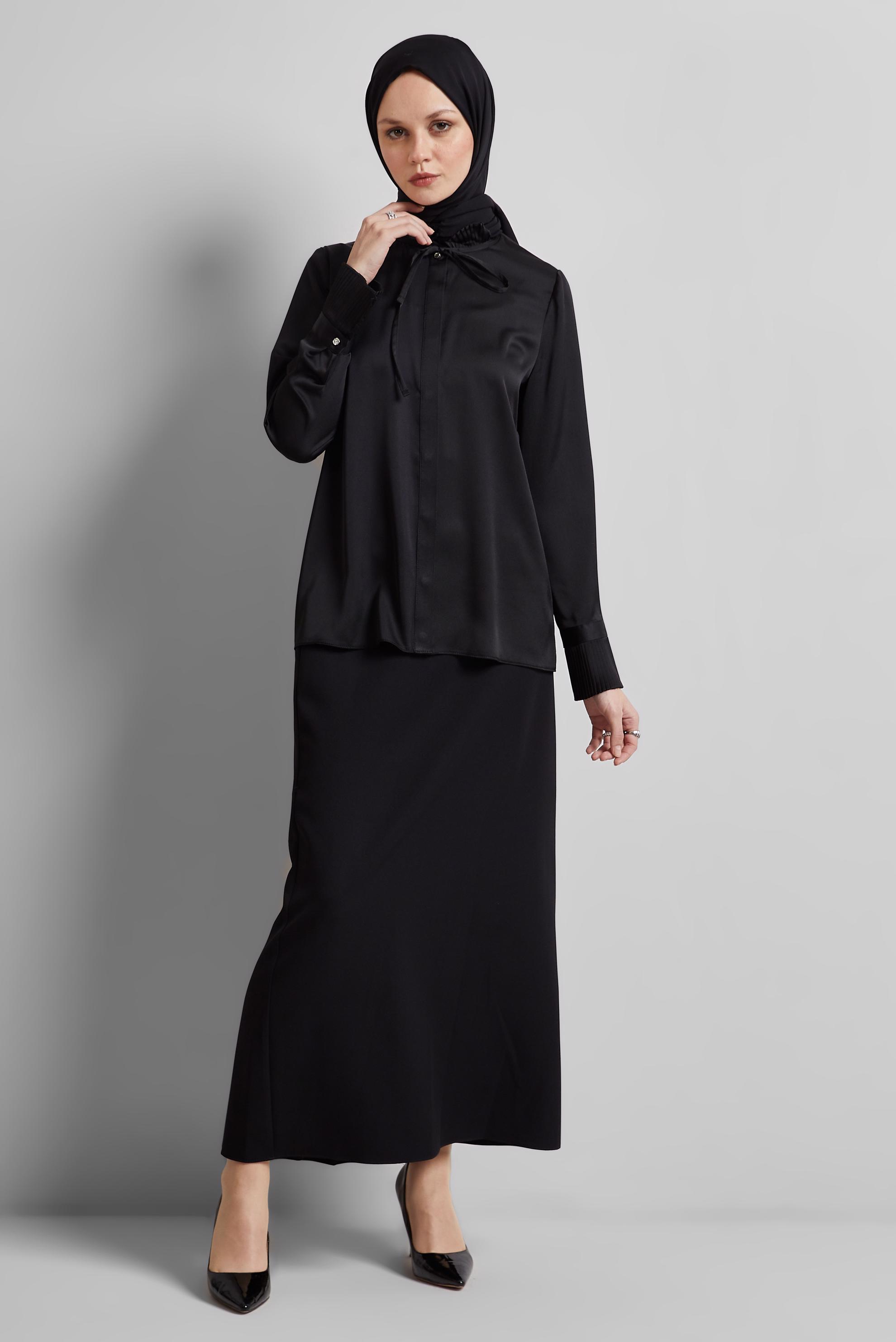 Tesettür giyim SİYAH DÜZ KESİM ETEK 60671