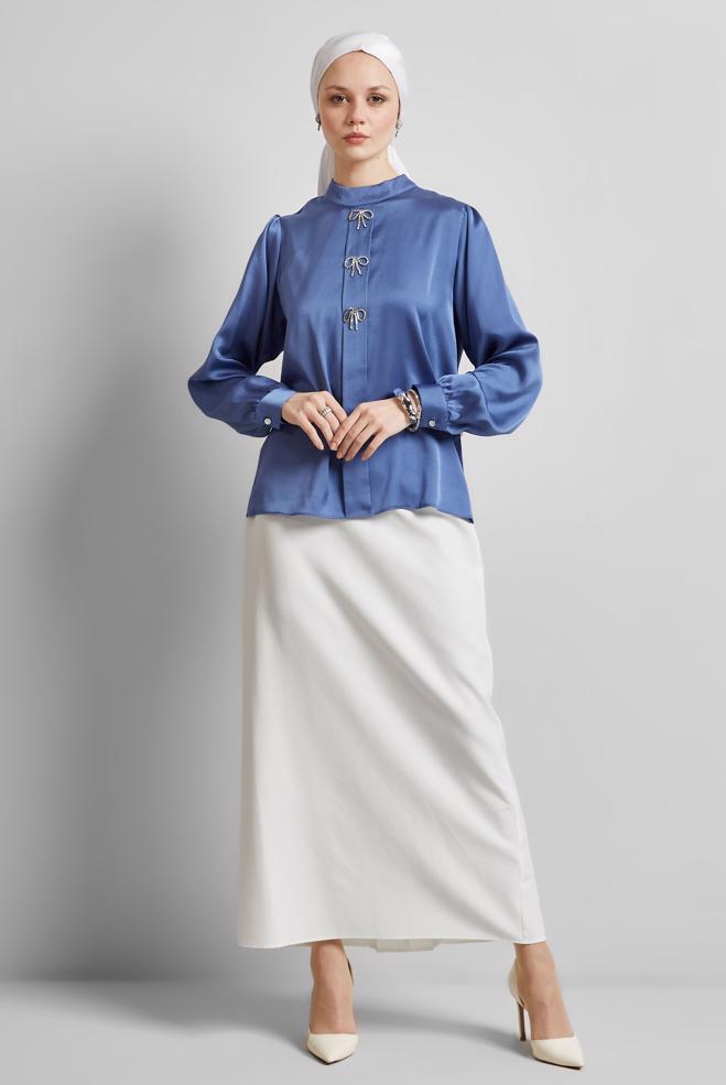 Hijab-Kleidung WEISS GERADER ROCK 60671 - ALVİNA