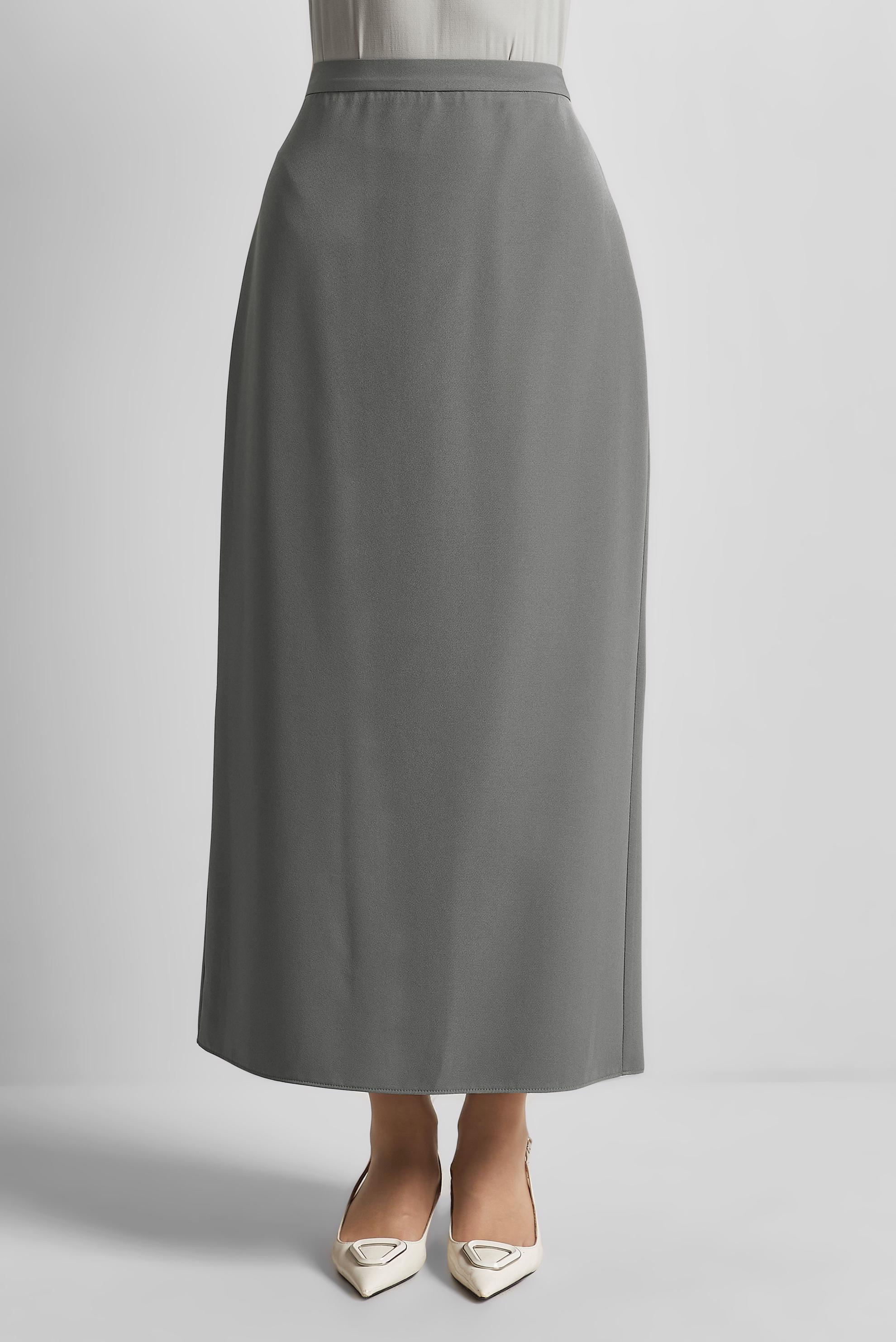 Tesettür giyim GRİ DÜZ KESİM ETEK 60671