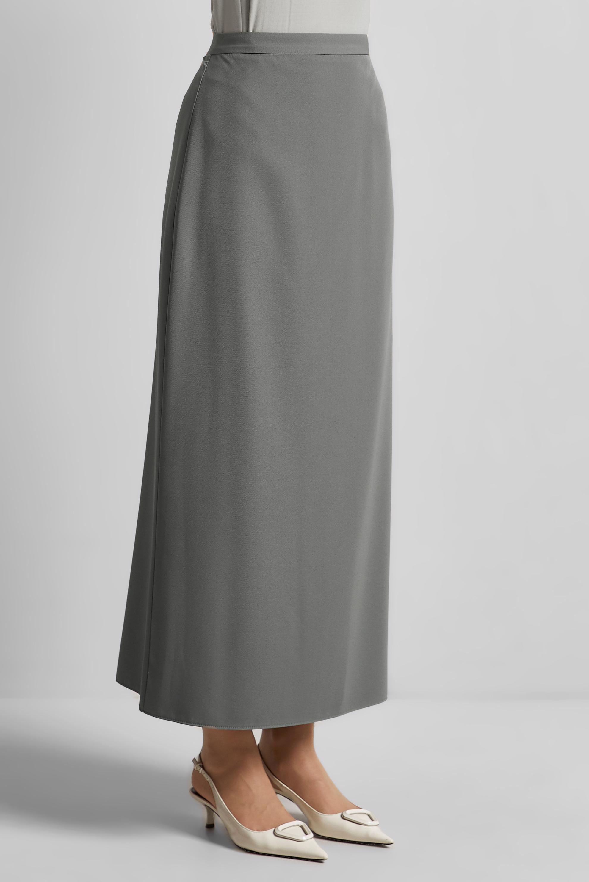 Tesettür giyim GRİ DÜZ KESİM ETEK 60671