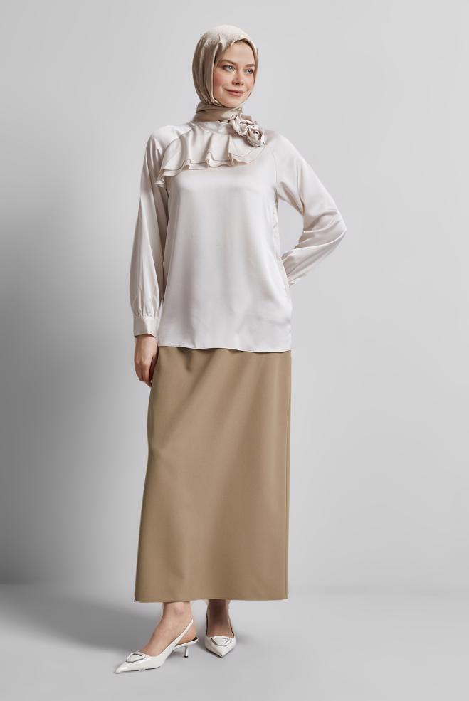 Hijab-Kleidung BRAUN GERADER ROCK 60671 - ALVİNA