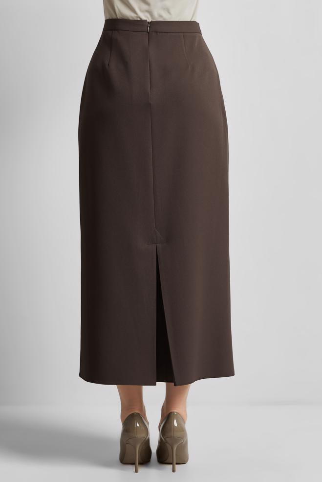 Hijab-Kleidung BRAUN GERADER ROCK 60671 - ALVİNA