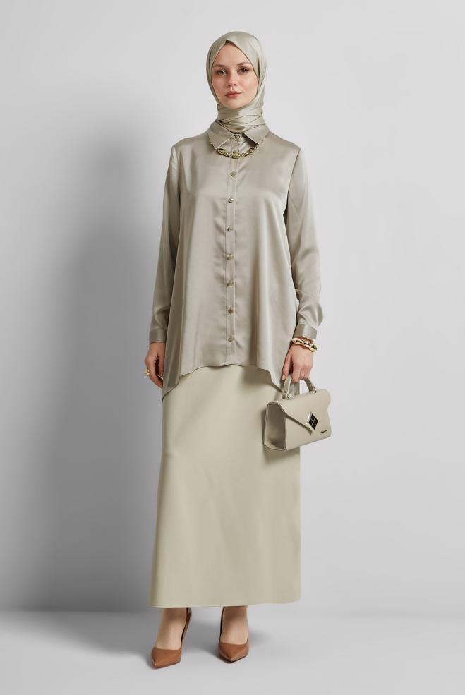 Hijab-Kleidung BEIGE GERADER ROCK 60671 - ALVİNA