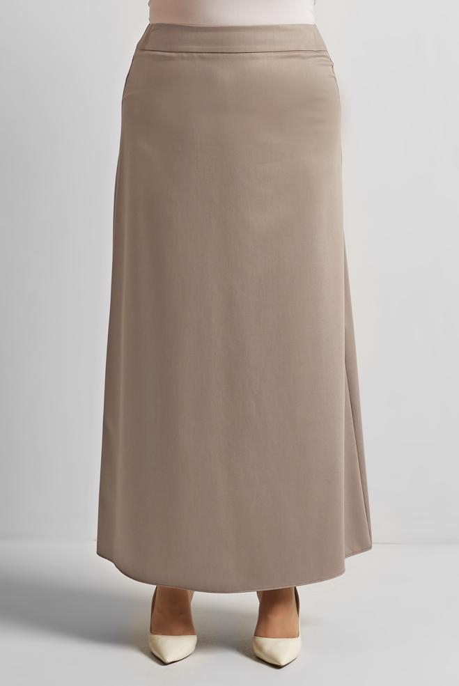 Tesettür giyim BEJ BÜYÜK BEDEN DÜZ ETEK 60675 - ALVİNA