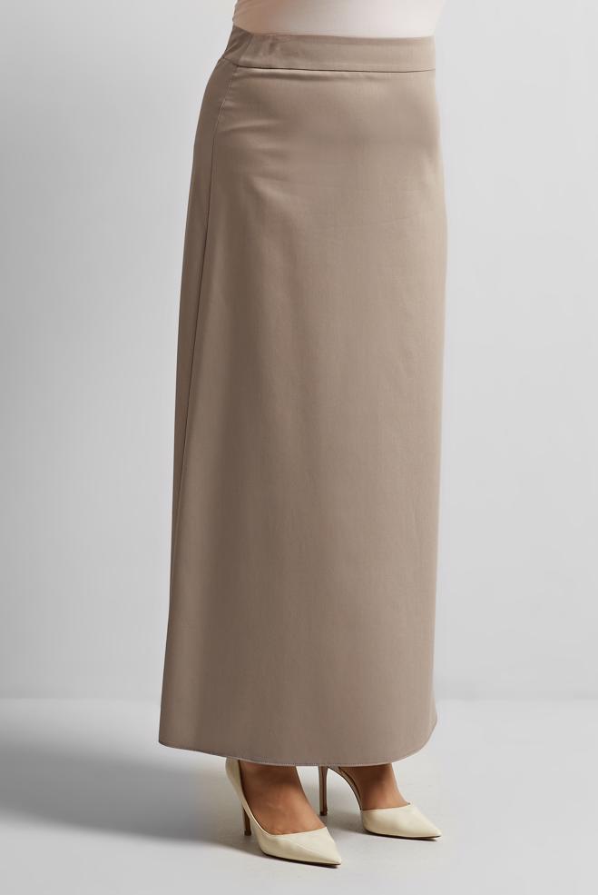 Tesettür giyim BEJ BÜYÜK BEDEN DÜZ ETEK 60675 - ALVİNA