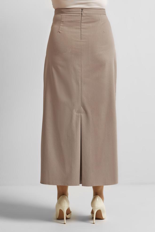 Tesettür giyim BEJ BÜYÜK BEDEN DÜZ ETEK 60675 - ALVİNA