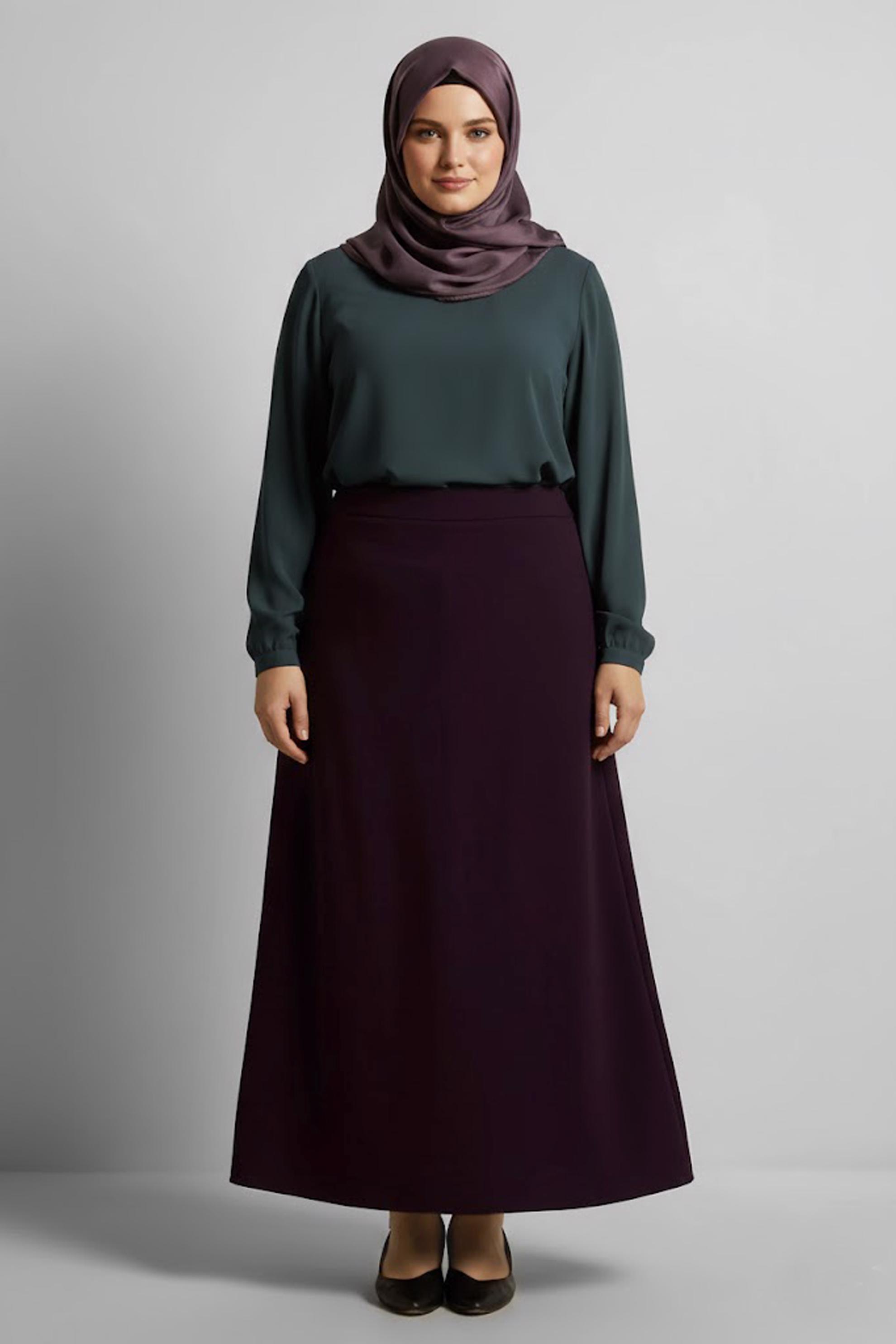 Tesettür giyim MÜRDÜM BÜYÜK BEDEN DÜZ ETEK 60675