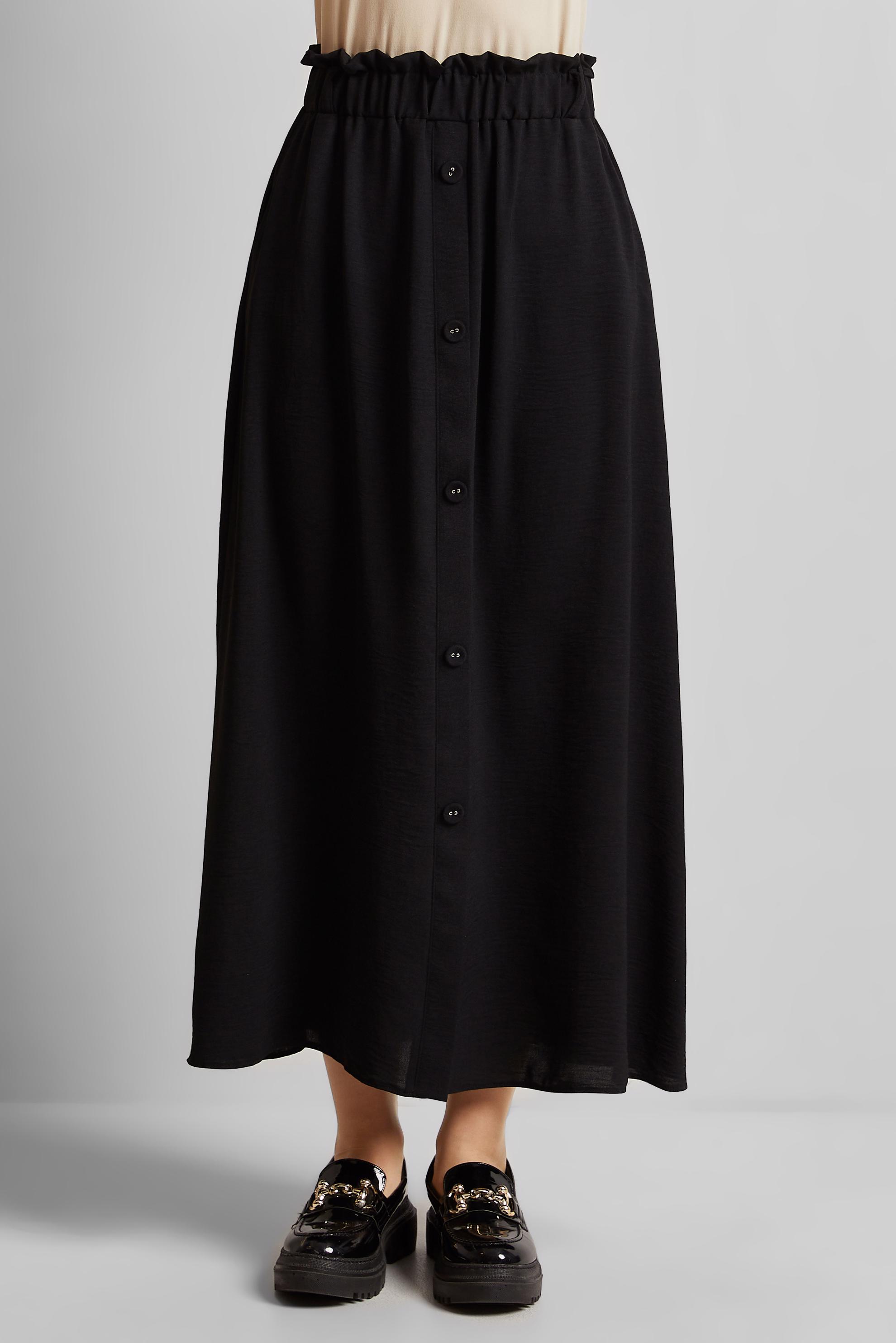 Tesettür giyim SİYAH DÜĞME DETAYLI ETEK 60676