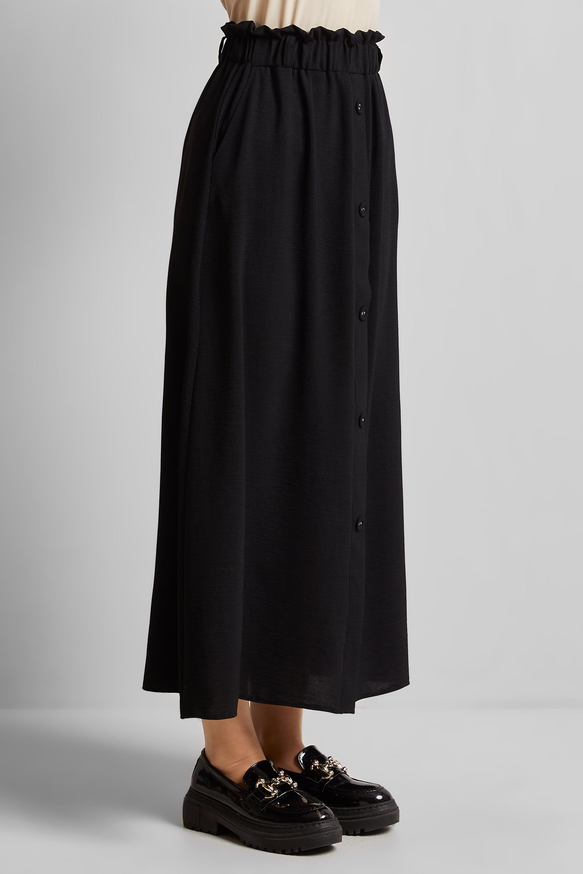 Tesettür giyim SİYAH DÜĞME DETAYLI ETEK 60676