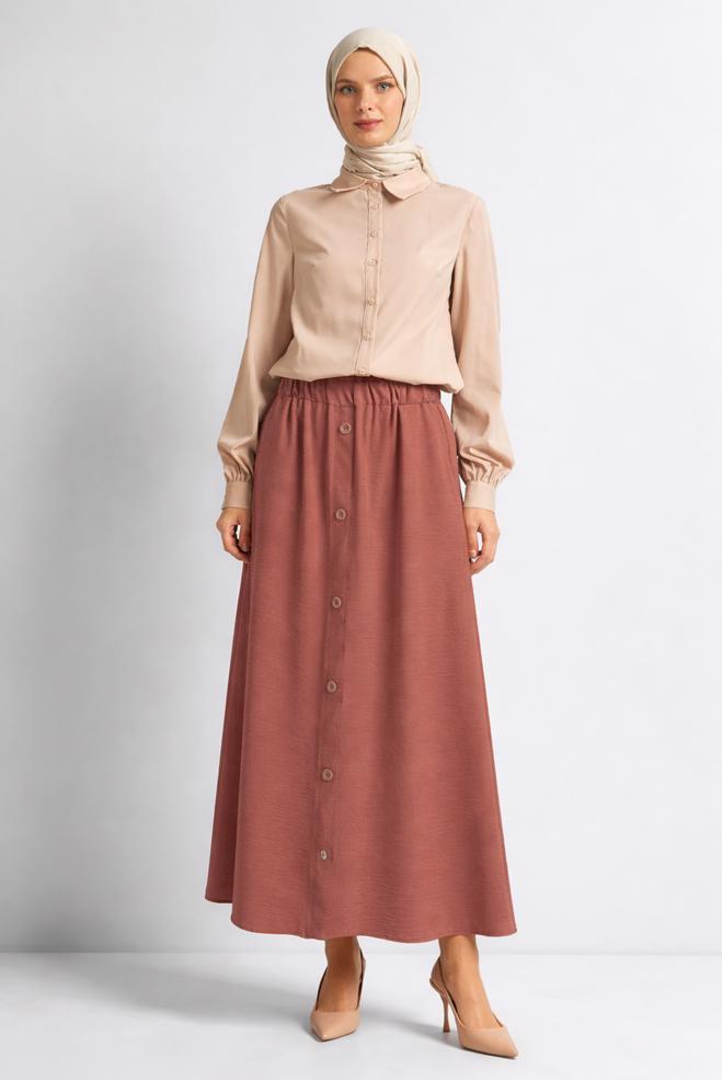 Hijab clothing ORANGE BUTTON DETAILED SKIRT 60676 - ALVİNA